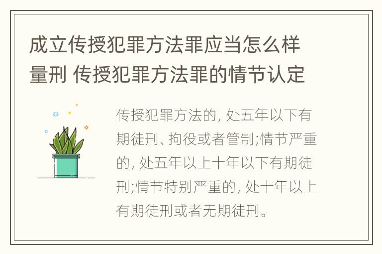 成立传授犯罪方法罪应当怎么样量刑 传授犯罪方法罪的情节认定