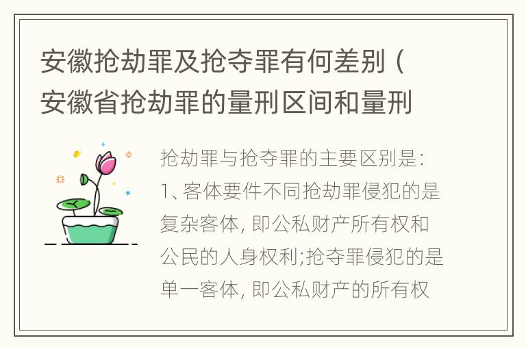 安徽抢劫罪及抢夺罪有何差别（安徽省抢劫罪的量刑区间和量刑情节）