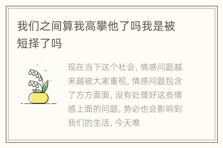 我们之间算我高攀他了吗我是被短择了吗