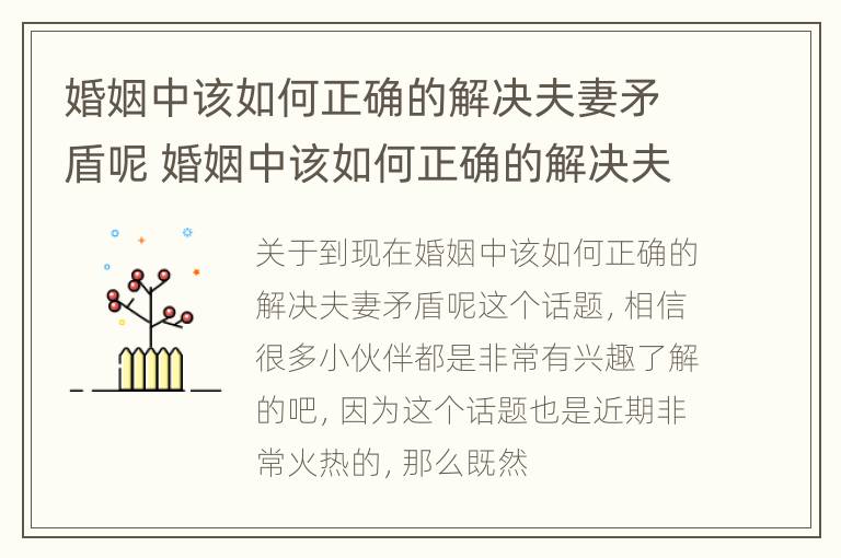 婚姻中该如何正确的解决夫妻矛盾呢 婚姻中该如何正确的解决夫妻矛盾呢