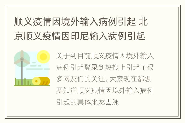 顺义疫情因境外输入病例引起 北京顺义疫情因印尼输入病例引起