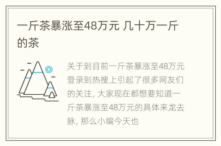 一斤茶暴涨至48万元 几十万一斤的茶