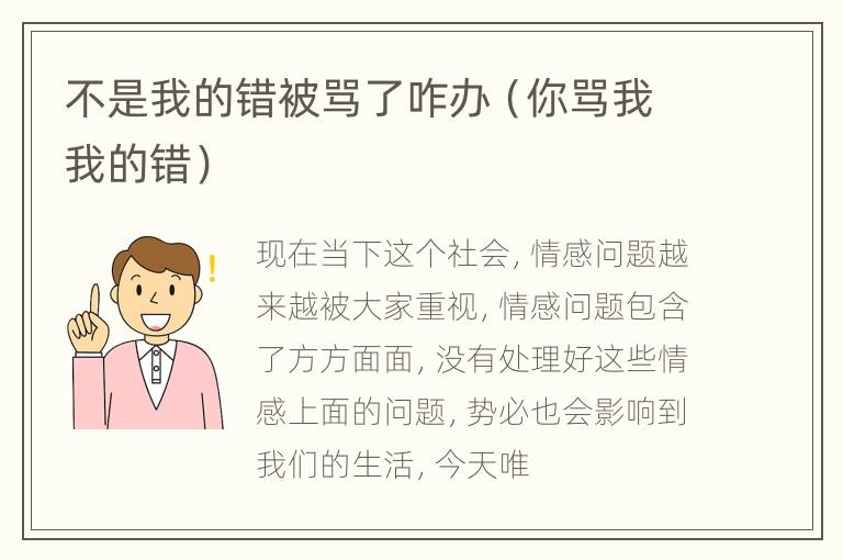 不是我的错被骂了咋办（你骂我我的错）