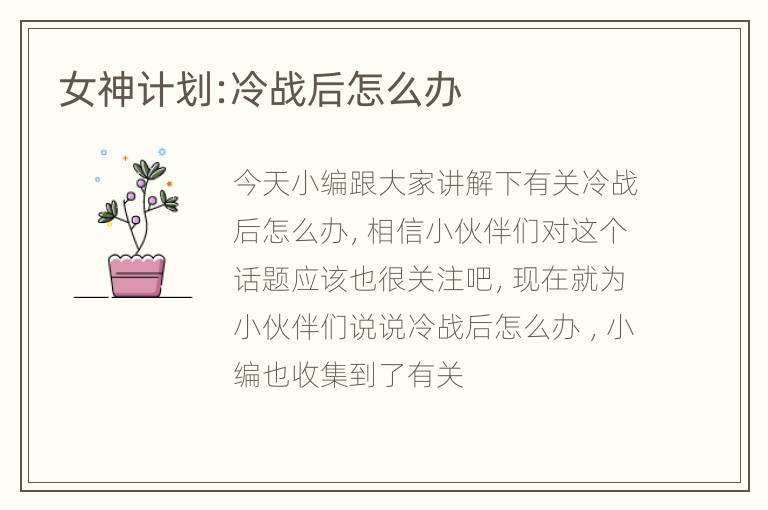 女神计划:冷战后怎么办