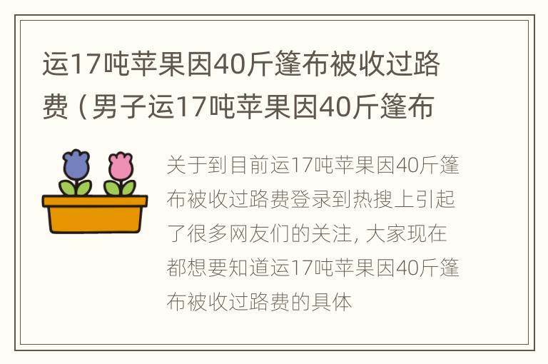 运17吨苹果因40斤篷布被收过路费（男子运17吨苹果因40斤篷布被收过路费）