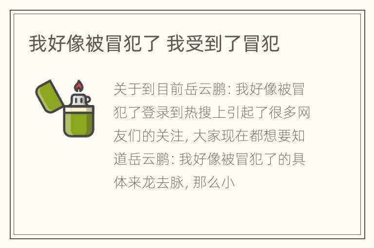 我好像被冒犯了 我受到了冒犯