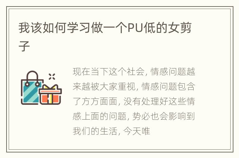 我该如何学习做一个PU低的女剪子