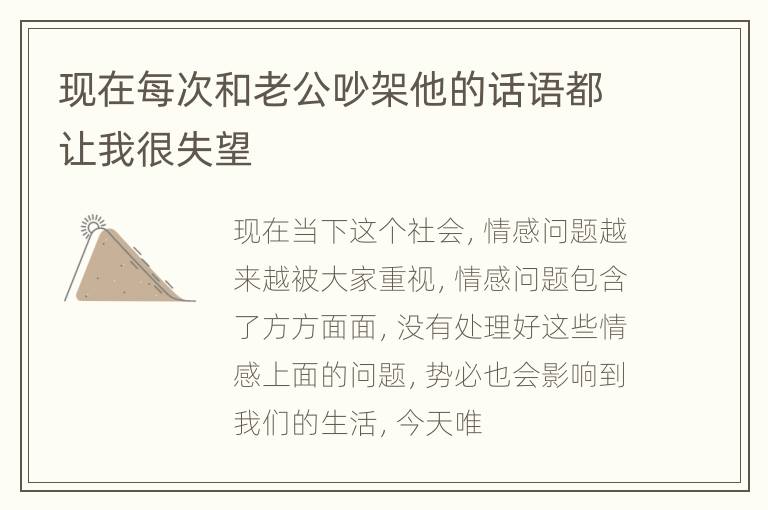 现在每次和老公吵架他的话语都让我很失望