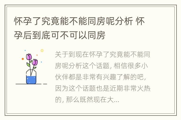 怀孕了究竟能不能同房呢分析 怀孕后到底可不可以同房