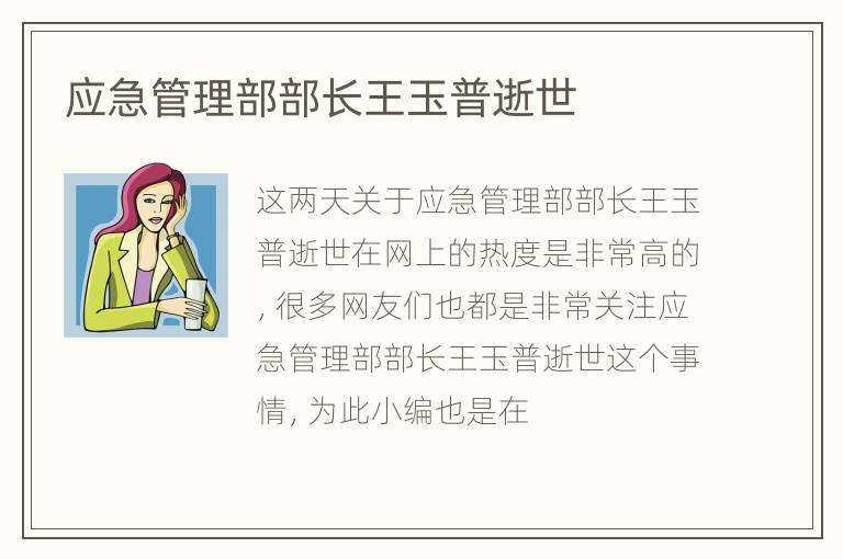 应急管理部部长王玉普逝世