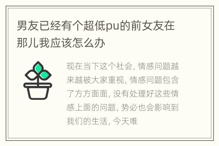 男友已经有个超低pu的前女友在那儿我应该怎么办