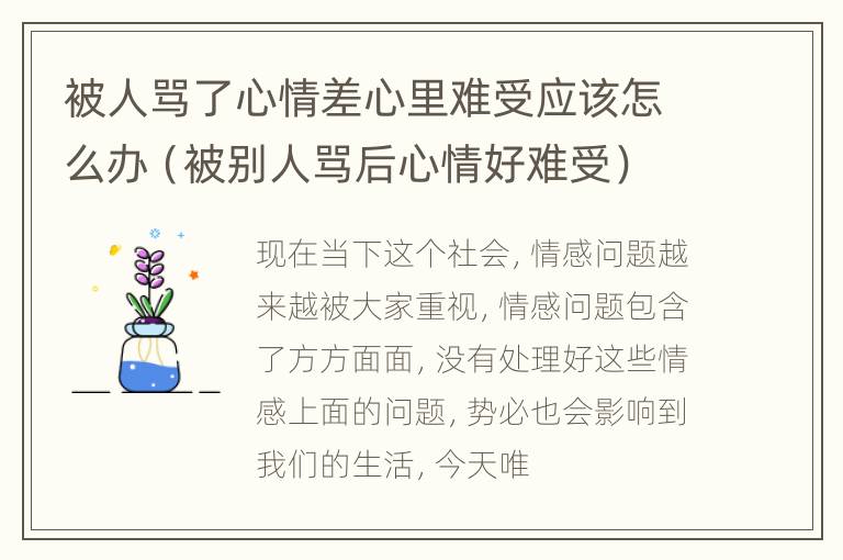 被人骂了心情差心里难受应该怎么办（被别人骂后心情好难受）