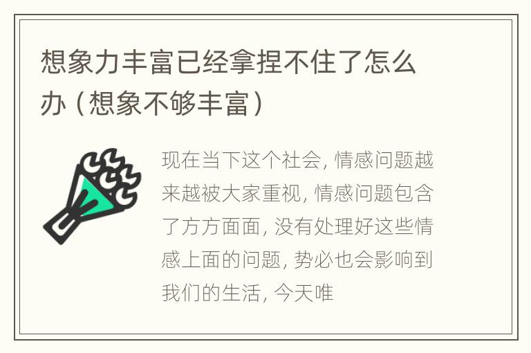 想象力丰富已经拿捏不住了怎么办（想象不够丰富）