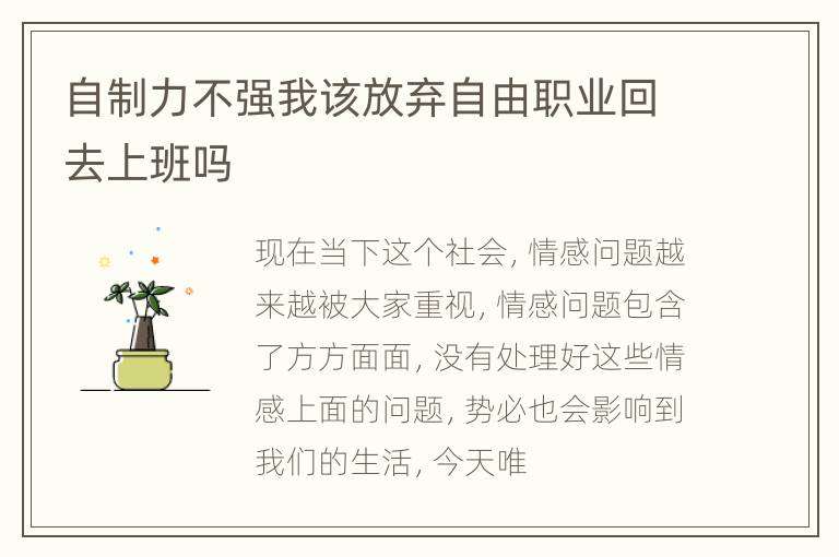 自制力不强我该放弃自由职业回去上班吗