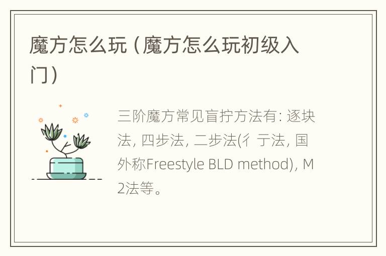 魔方怎么玩（魔方怎么玩初级入门）