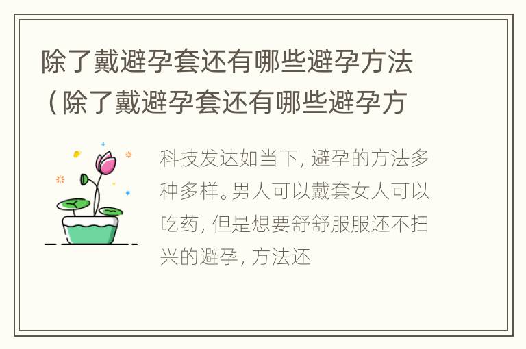 除了戴避孕套还有哪些避孕方法（除了戴避孕套还有哪些避孕方法呢）