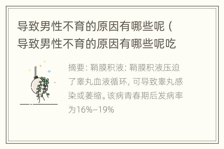 导致男性不育的原因有哪些呢（导致男性不育的原因有哪些呢吃什么药）