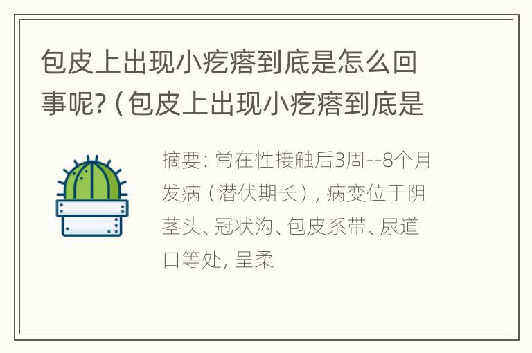 包皮上出现小疙瘩到底是怎么回事呢?（包皮上出现小疙瘩到底是怎么回事呢图片）