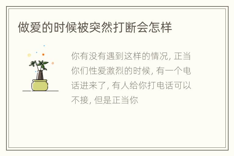 做爱的时候被突然打断会怎样