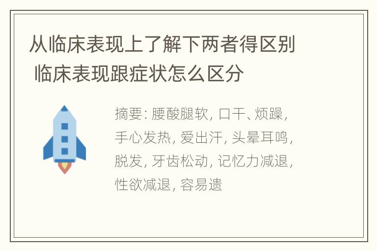 从临床表现上了解下两者得区别 临床表现跟症状怎么区分