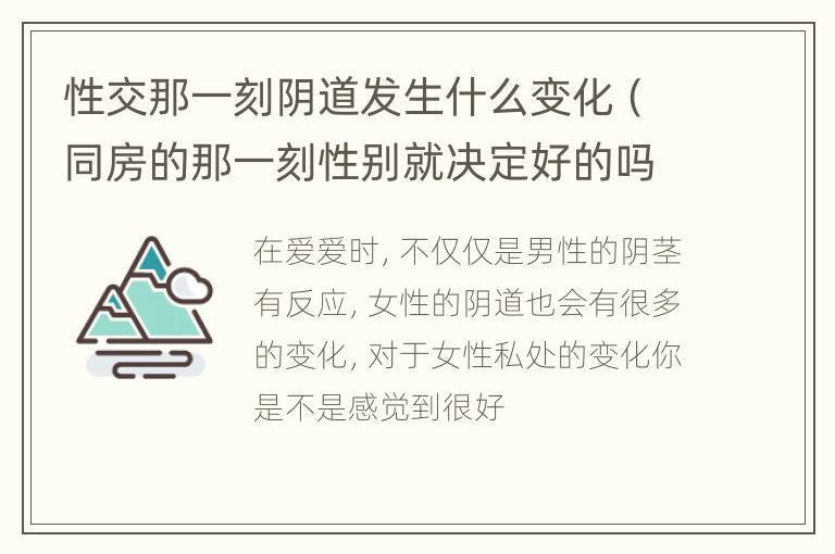 性交那一刻阴道发生什么变化（同房的那一刻性别就决定好的吗）