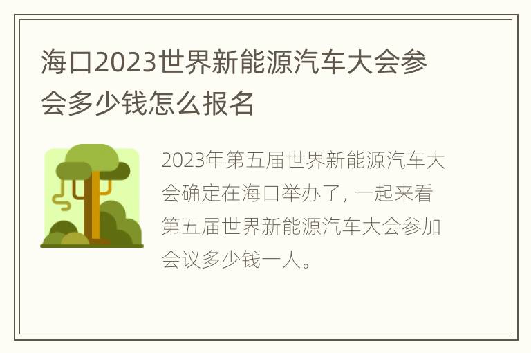 海口2023世界新能源汽车大会参会多少钱怎么报名