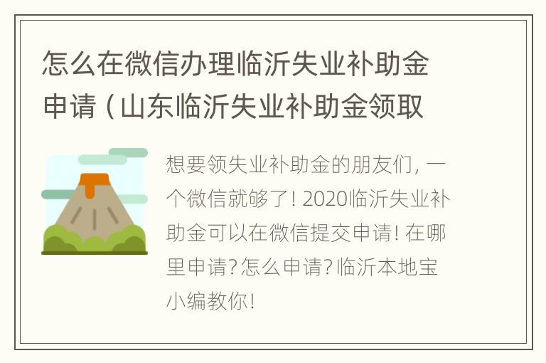 怎么在微信办理临沂失业补助金申请（山东临沂失业补助金领取条件及标准2020）