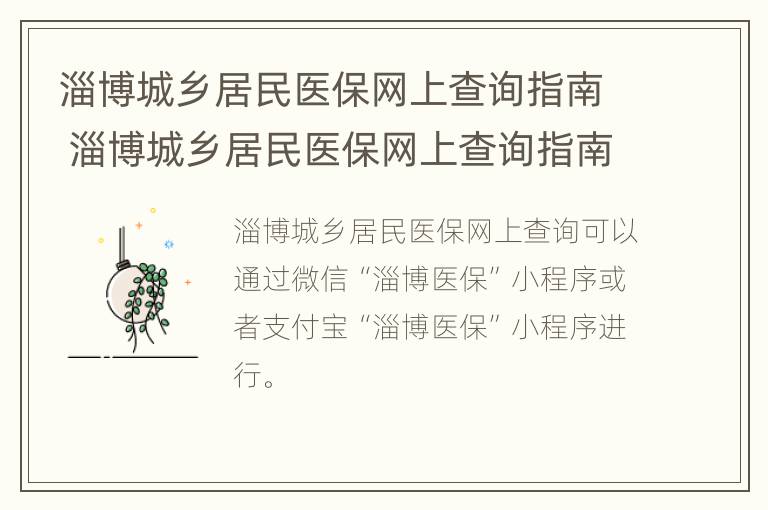 淄博城乡居民医保网上查询指南 淄博城乡居民医保网上查询指南电话