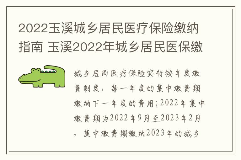 2022玉溪城乡居民医疗保险缴纳指南 玉溪2022年城乡居民医保缴费