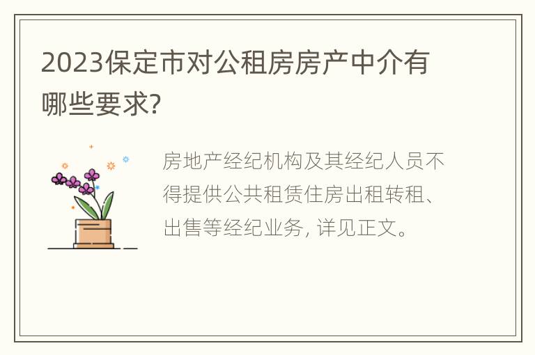 2023保定市对公租房房产中介有哪些要求？