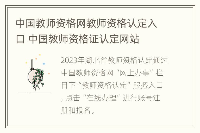 中国教师资格网教师资格认定入口 中国教师资格证认定网站