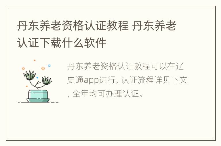 丹东养老资格认证教程 丹东养老认证下载什么软件