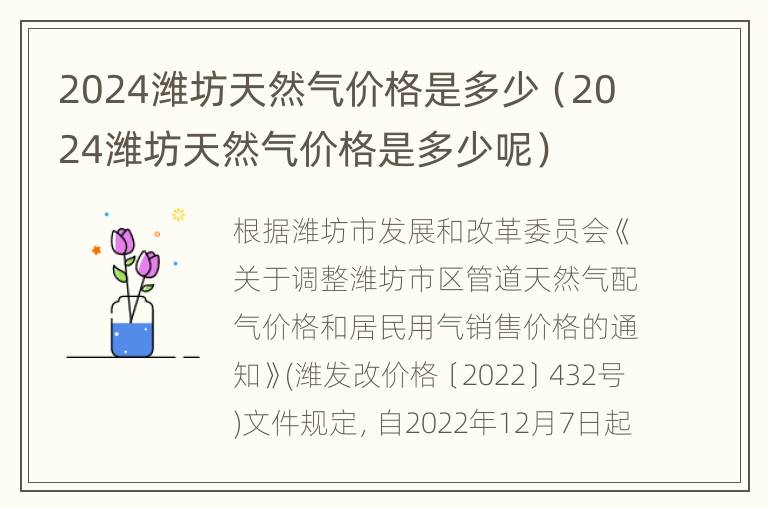 2024潍坊天然气价格是多少（2024潍坊天然气价格是多少呢）