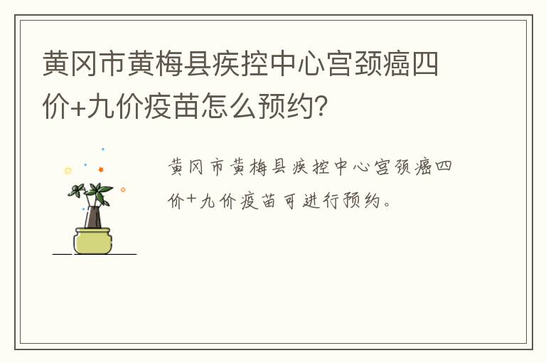 黄冈市黄梅县疾控中心宫颈癌四价+九价疫苗怎么预约？