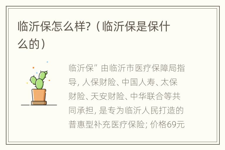 临沂保怎么样？（临沂保是保什么的）