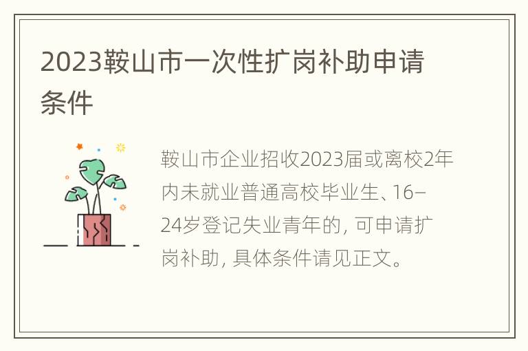 2023鞍山市一次性扩岗补助申请条件