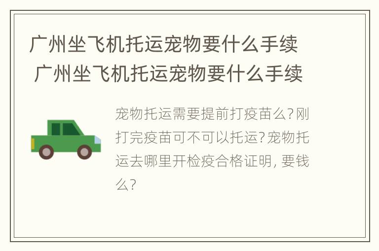 广州坐飞机托运宠物要什么手续 广州坐飞机托运宠物要什么手续呢