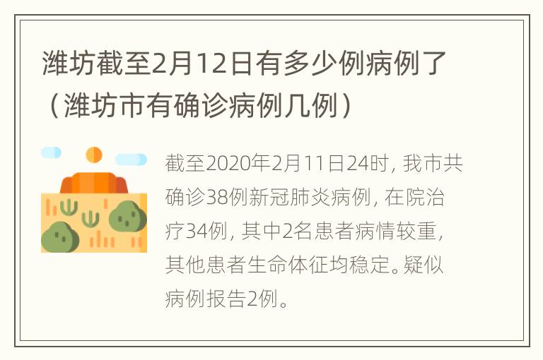 潍坊截至2月12日有多少例病例了（潍坊市有确诊病例几例）