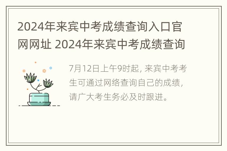 2024年来宾中考成绩查询入口官网网址 2024年来宾中考成绩查询入口官网网址是什么