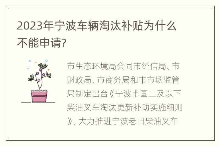 2023年宁波车辆淘汰补贴为什么不能申请？