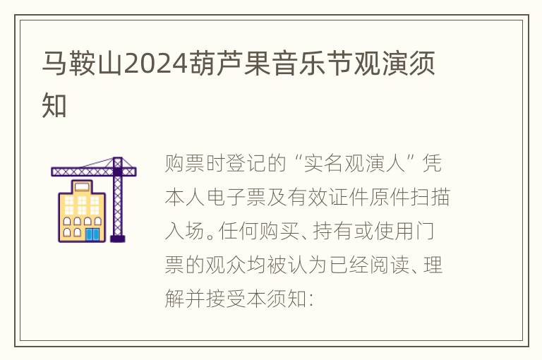 马鞍山2024葫芦果音乐节观演须知