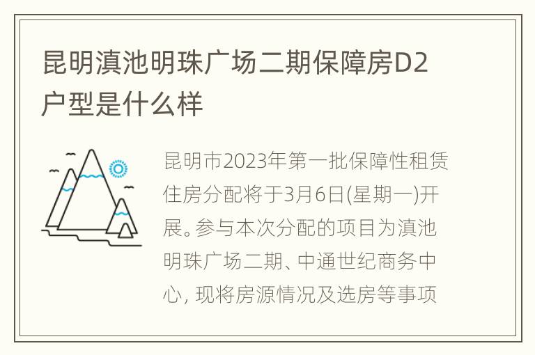 昆明滇池明珠广场二期保障房D2户型是什么样