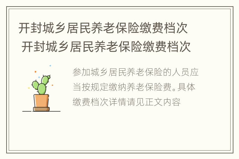 开封城乡居民养老保险缴费档次 开封城乡居民养老保险缴费档次表