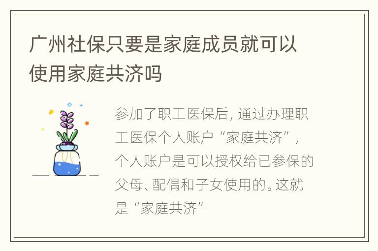 广州社保只要是家庭成员就可以使用家庭共济吗