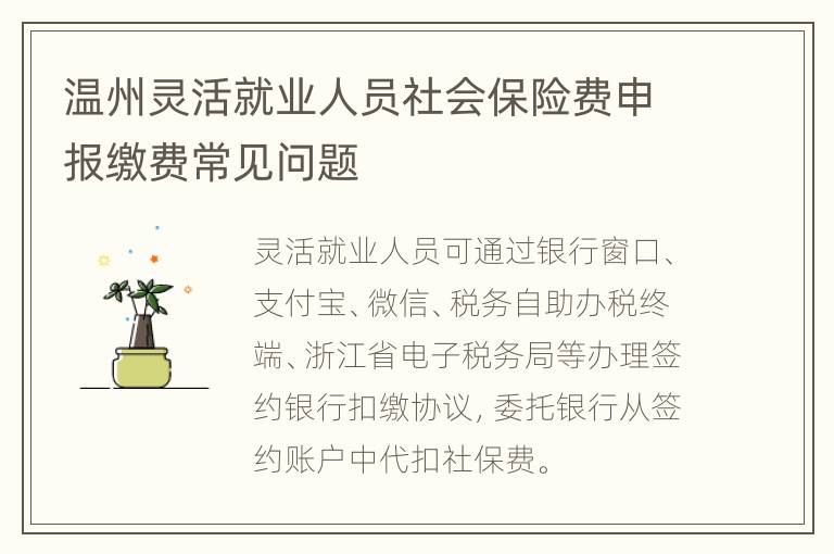 温州灵活就业人员社会保险费申报缴费常见问题