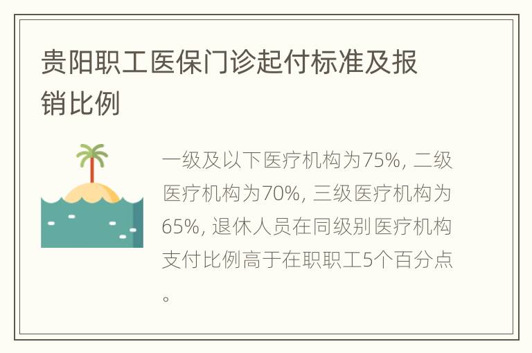 贵阳职工医保门诊起付标准及报销比例