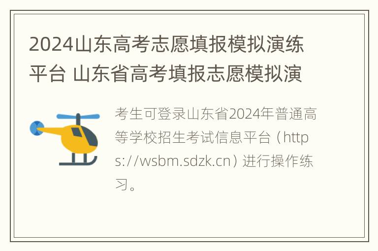 2024山东高考志愿填报模拟演练平台 山东省高考填报志愿模拟演练入口