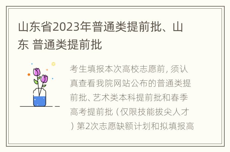 山东省2023年普通类提前批、 山东 普通类提前批