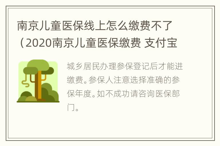 南京儿童医保线上怎么缴费不了（2020南京儿童医保缴费 支付宝）