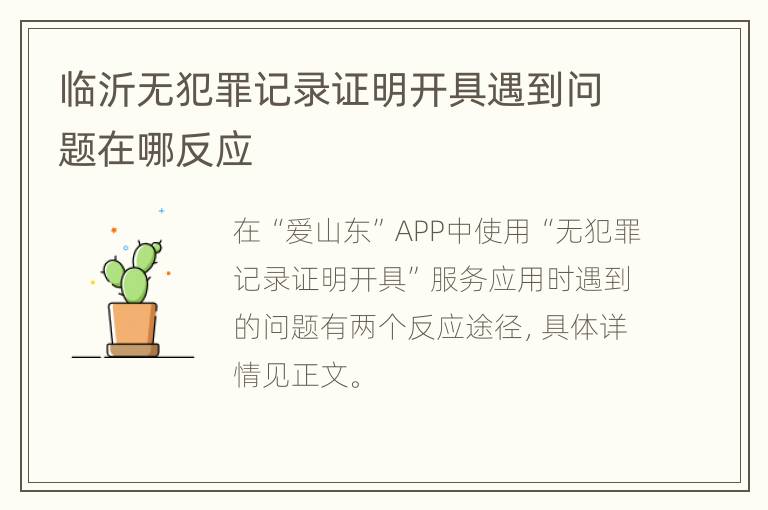 临沂无犯罪记录证明开具遇到问题在哪反应